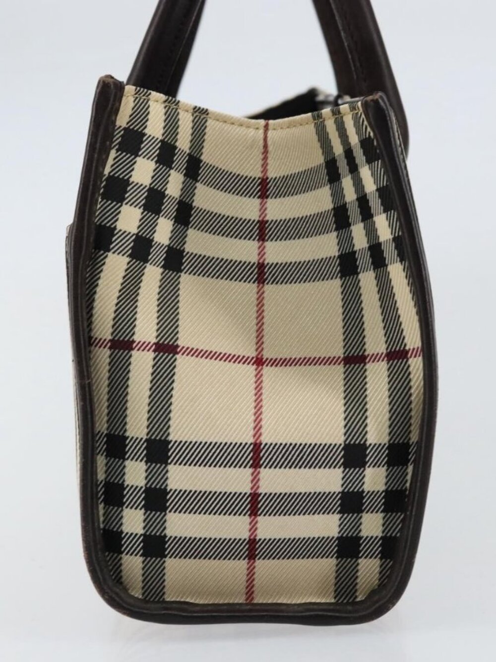 BURBERRY Nova Check Hand Bag Canvas Beige Silver Auth ka313 - Picture 5 of 16